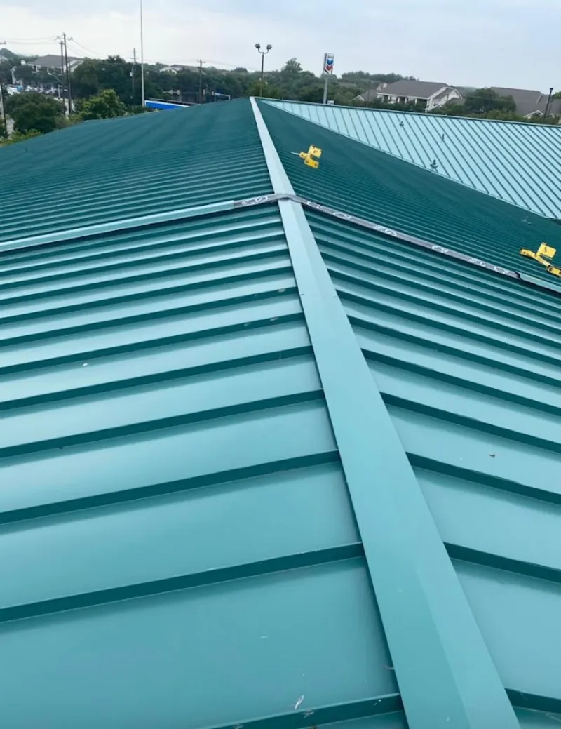 Green commercial metal roof ridge and valley for Metal Roof Repair in Anthony